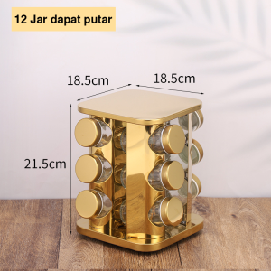 ⚡16 &12 Jars ⚡Rotating Spice / Rak putar Bumbu Dapur/ Spice Rack Seasoning Organizer Rak Putar Tempat Bumbu Dapur Botol Rempah cxq