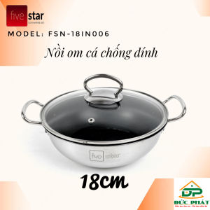 Nồi kho cá chống dính Fivestar 3 đáy nắp kính (18cm-20cm-22cm-24cm-26-28cm) sử dụng cho mọi loại bếp bảo hành 5 năm