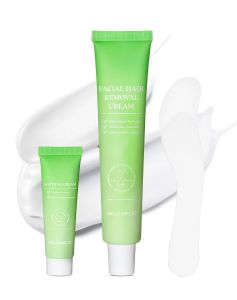 Painless Facial Hair Removal Cream for Women - Sensitive Skin 2-in-1 Kit with Soothing Cream Upper Lip & Chin Hair Remover At-Home Depilatory (4 Min 7 Days Smooth)2.03 Fl Oz