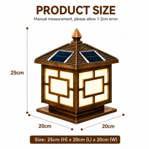 50cmClassic Bronze Solar Pillar Light Auto Sensor Waterproof Warm Glow for Outdoor Gates Gardens Villas and Courtyard