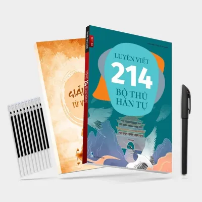Combo vở Luyện Viết 214 Bộ Thủ Hán Tự10 ngòi bay màu 1 bút có AUDIO File Nghe