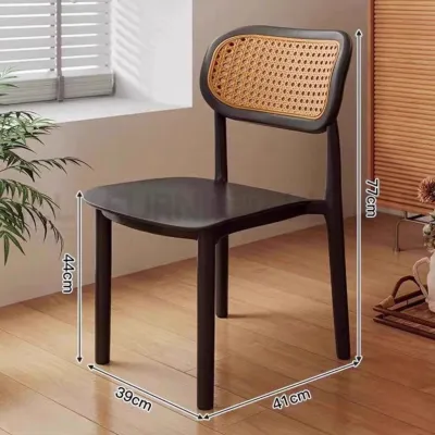 Furnimall Outdoor Chair PP Rattan Chair Nordic Plastic Chair Backrest Stackable Restaurant Dining Chair Kerusi Cafe