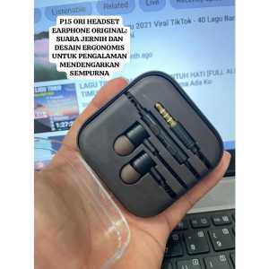 P15 ORI HEADSET EARPHONE HEADPHOME HANSFREE CALL STEREO MIC MIK HF DJ MC BASS MEGA SUPER AUDIO SUARA