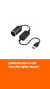 CERRXIAN 1ft USB A Male to 12V 8W Socket Adapter Power Cable for Dash Cam GPS Car Led Light Strips and Other Automotive Electronics