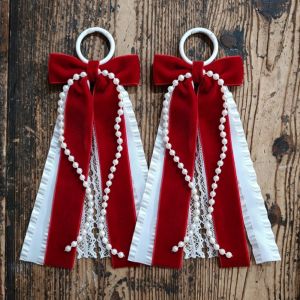 CHANBAEK Bow Ribbon Cowboy Boot Ornament Lace Streamer Velvet Boot Decor Charm Accessory Plaid Boot Pendant Christmas