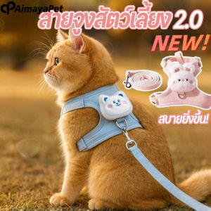 Aimayapet สายจูงสัตว์เลี้ยง 2.0 เชือกจูงแมว เวอร์ชันอัพเกรด สายจูงหมา น่ารักสุดๆ ป้องกันหลุด ปรับขนาดได้ น้ำหนักเบา ระบายอากาศดี