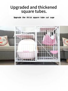Pet Cage Heavy Duty Cat Cage Cat Condo Foldable Cat House Sturdy Square Tube With Wheels