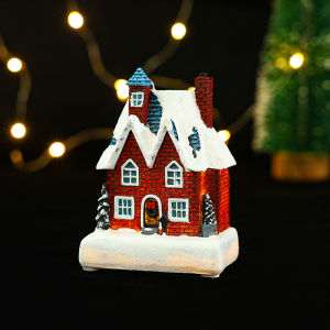 Lighting up DIY Christmas Tiny Resin House Village Miniature Model Chrismas LED Lights House Xmas Gift Ornaments