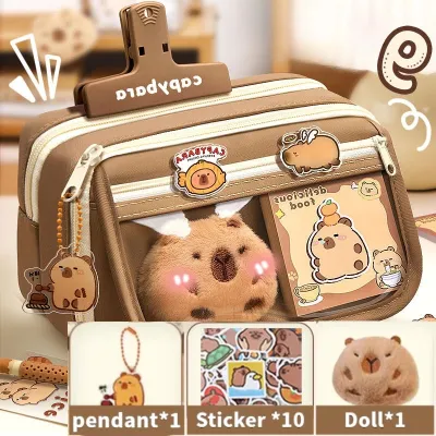 Capybara Pencil Case ，กระเป๋าดินสอคาปิบาราผ้าใบอ๊อกซ์ฟอร์ดทนทาน - ความจุใหญ่ กันคราบสกปรก อุปกรณ์จัดเก็บเครื่องเขียนสำหรับโรงเรียนและออฟฟิศ | ชุดเครื่องเขียนคาปิบาราของขวัญนักเรียน (ดีไซน์น่ารักกันน้ำได้)