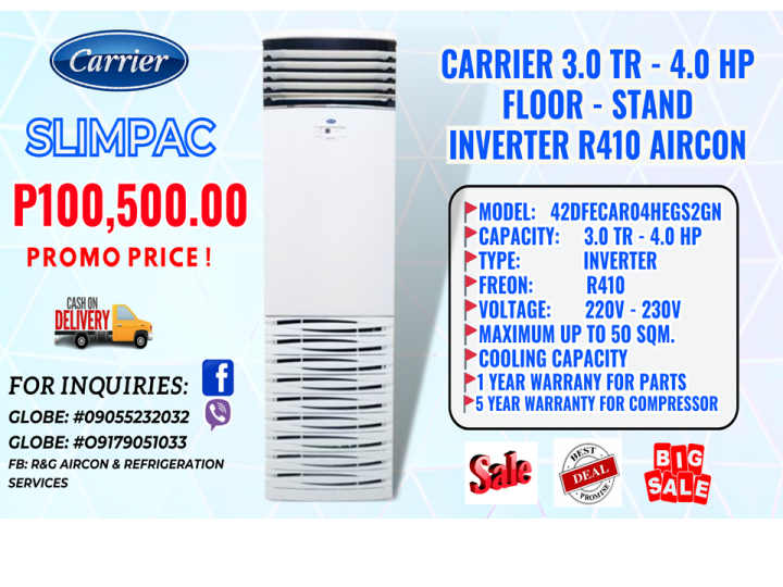 🎉BRAND NEW CAR.RIER 3.0 TR - 4.0 HP FLOOR - STAND INVERTER AIRCON R410 ...