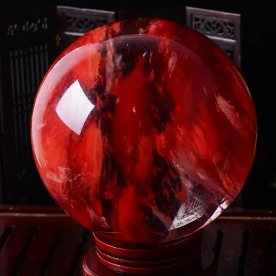 【Limited Time Only】 80mm Nature Red Citrine Calcite Quartz Crystal Sphere Healing Gemstone