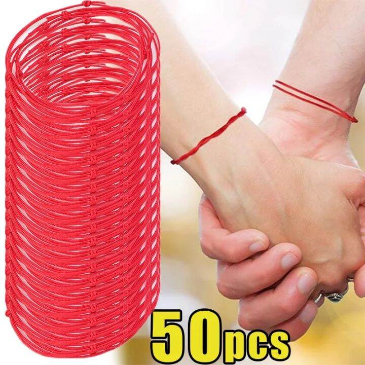 20 50pcs Simple Thin Red String Bracelet for Couple Rope Braided