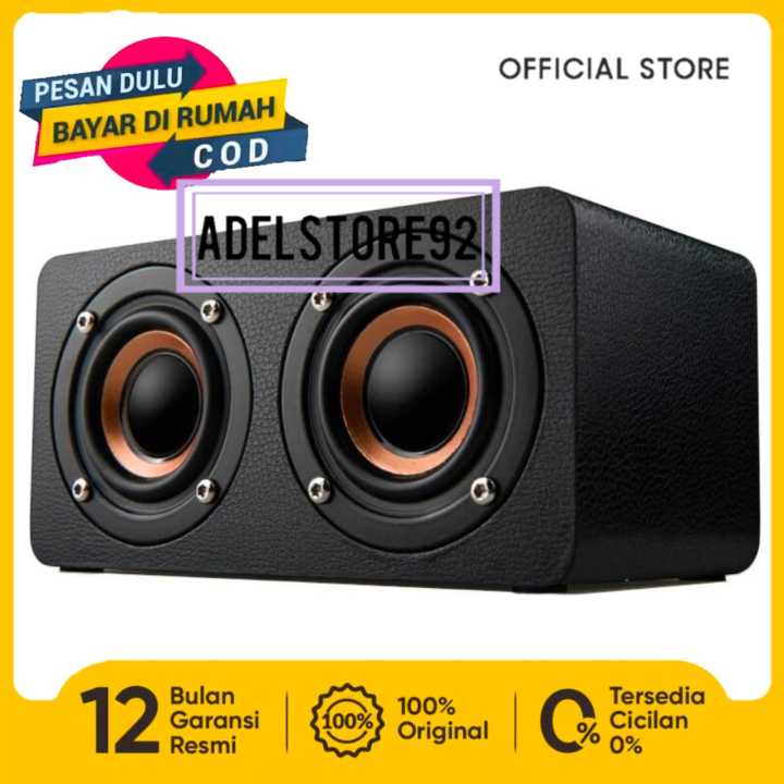 Bluetooth Speaker Bass Kayu 10W HiFi AUX Input Pemutaran Kartu TF