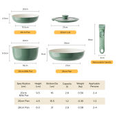 Redchef Green Nonstick Ceramic Rock Cookware Set Handle Removable 5Pcs/16Pcs No PFAS& PTFE& PFOA  Suitable for All Stoves