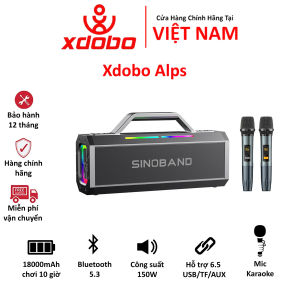 Loa karaoke bluetooth Xdobo ALPS Công Suất 150W kèm 2 micro không dây hỗ trợ thẻ nhớ USB - Bảo hành chính hãng 12 tháng