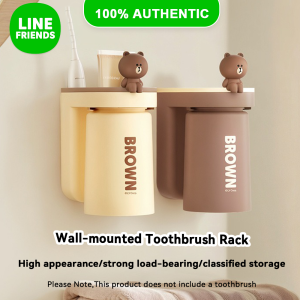 100% Authentic Line Friends Toothbrush Holder Rack Storage Box Durable Thickened Wall-mounted Design LFB251
