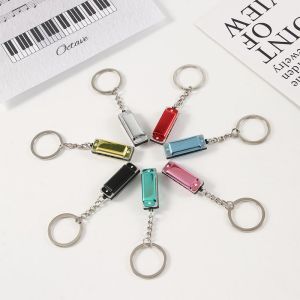 4 Holes Musical Instruments Shaped Bag Pendant Gifts for Kids Harmonica Keychain Hanging Pedants Keys Holder Harmonic Keyring H260729