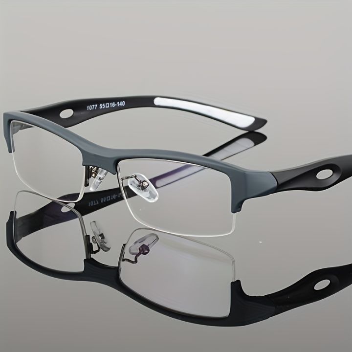 1PCS Fashion Business Men's Half Frame Glasses Frame Anti Radiation Pure Titanium Flat Mirror