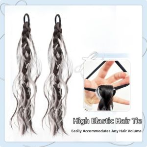 BEAUTYLADIES 1/2pcs Synthetic Pink Blue Grey Wig Braid Wavy Layered Boxer Braid Fried Dough Twists Long Braid Sweet Hair Extensions Messy Braid Hair Piece For Women