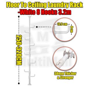 Adjustable Floor to Ceiling Laundry Pole Clothe Hanging Pole Cap Clothes hanging pole for bedroom