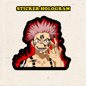 Stiker Hologram Itadori Sukuna1 ukuran 8 cm