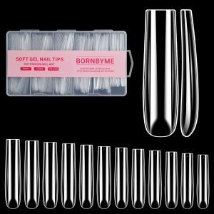 Short Square French Nail Tips BORNBYME 120 PCS Clear False Nails Acrylic Nails Tips Half Cover Nail Extenison Tips Gel Nail Tips Acrylic False Nail Tips