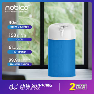 Nobico Air purifier(CADR 150m³/h) For Room/With UV/Max Effective Area 40 sqm 6 Stage H13 HEPA FilterAir Cleaner For VirusAnti Allergies with UV-C Germicidal Light Sterilizer72 Million Negative Ionizer
