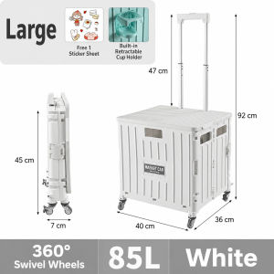 【COD】HAIM Portable folding shopping cart 85L 5S Fast Fold PP Storage Crate Aluminum Alloy Telescopic Handle Stair Climbing Wheels Foldable Market Trolley For Grocery Shopping Picnic Family Daily Use