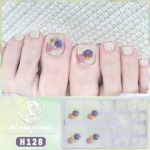 H101-150 3D Toenail Sticker Grid stripe Cartoon Gold Foil Geometric Fashion DIY Waterproof Nail Art Tearable and Durable Self-adhesive Full Cover Nails Sticker For Feet