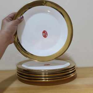 Set for 6pieces Luxury Porcelain Gold Rim Dinner Plate / 9 Size inches