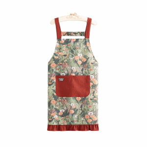 LAIFLE Floral Print Cooking Apron Anti-fouling Waterproof Womens Baking Bibs Simple with Pocket" BBQ Bib Apron Kitchen