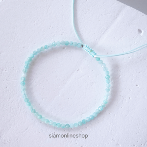 Minimalist bracelet - Amazonite stone หินอมาโซไนท์ ขนาด 2 3 มม. สร้อยข้อมือ เชือกถัก by siamonlineshop
