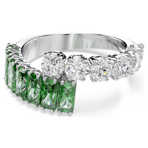 Swarovski 100% S925 Sterling Silver Matrix Mixed Cut Green Gemstone Open Ring for Women Fashionable Valentines Day Gift (JZ-6439478386729456)