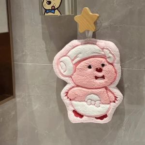 Cartoon Coral Velvet Hand Towel For Kitchen Kawaii Cat Hand Wipe Cleaning Cloth Bathroom Hanging Towel Absorbent Clean Rag