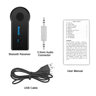 Wireless Bluetooth Receiver 3.5MM Jack USB Car Bluetooth Receiver AUX Audio Stereo Music Handsfree Phone Call Bluetooth Adapter For PC Headphone Speaker MP3