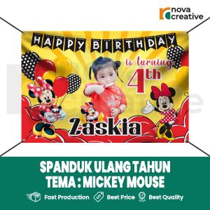 Print Baligho Ultah Anak Tema Mickey Mouse Desain Suka-Suka
