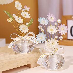 SIRENXI Sáng tạo Hoa thủy tinh pha lê mini Hình hoa Đầy màu sắc Đồ trang trí xe hơi Quà tặng tinh tế Thực tế Trang trí hoa pha lê Trang trí nhà cửa