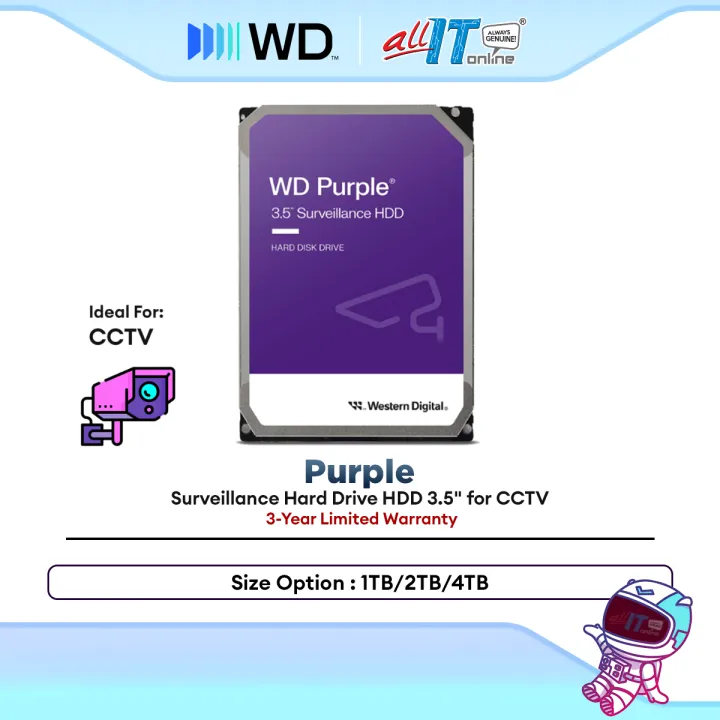 WD Western Digital Purple Surveillance Hard Drive HDD 3.5" for CCTV (1TB / 2TB / 4TB / 6TB / 8TB)