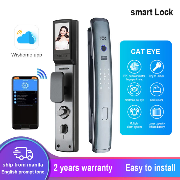 Wifi Tuya Smart door Lock Biometric Fingerprint Lock Security Smart Lock Password /Key /IC Card /APP Remotely Unlock Electronic Lock automatic door lock can for Home Security install at right and left door
