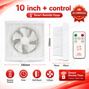 Wall Mount Ventilation Exhaust Fan Low Noise 8/10/12 Inch Wall Window Mount Air Extractor with Plug Remote for Home Shop Bathroom