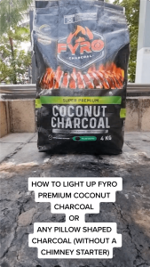 FYRO Premium Coconut Charcoal Briquettes (4kg/10kg) – Smokeless while lighting Extra Long Lasting Heat for BBQ Grills BBQ Pits & Weber BBQ & Smokers 100% Natural Eco-Friendly Barbecue Coal BBQ Charcoal