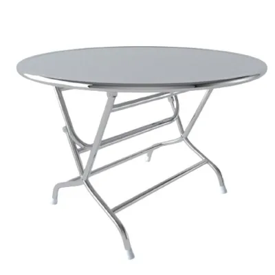 THL Elegant Modern Stainless Steel Round Folding Dining Table for 4-6 Seaters