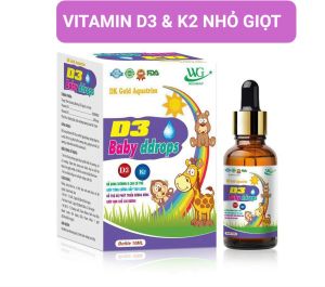 Vitamin D3 & K2 dạng nhỏ giọt giúp hấp thụ canxi tăng chiều cao giúp xương và răng chắc khỏeVitamin D3 Baby ddrops Lọ 10ml