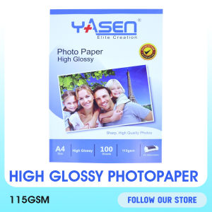 Yasen Photo Paper High Glossy 100 Sheets A4 Size (115GSM / 135GSM) ( No Back Print ) glossy paper for printing