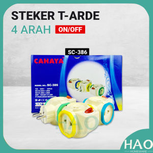 STEKER T-Arde 4 arah+SAKLAR ON/OFF+NEON / Colokan Cabang Multi CAHAYA Kotak kontak SC-386