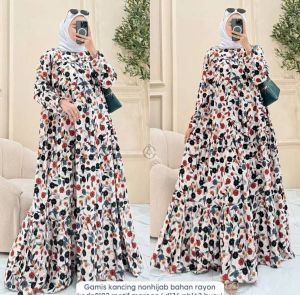 🌻 GAMIS flower Kancing Non Hijab Bahan Rayon