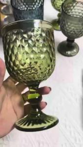 ROBOROBO 6pcs Set of 400ml Vintage Wine Glass Embossed Mermaid Goblet Water Glass Crystal Glassware