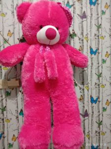 Boneka Teddy Bear Topi syall 1.1 M Warna Pink Fanta