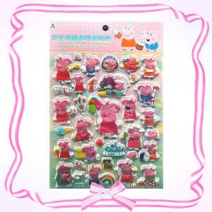 Sticker Timbul Gambar Tempel Stiker Anak Karakter Kartun Pig Babi Besar