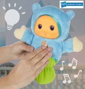 [Ready Stock]Playskool Lullaby Gloworm Toy(Blue) with 6 Lullaby Tunes Sleep Aids Baby Doll with Glow Light